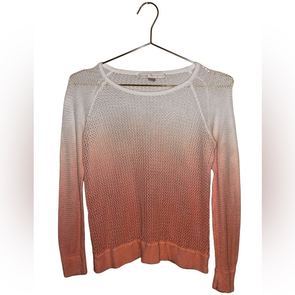 Boston Proper White & Orange Ombre Sweater Size Small P2P 23”
